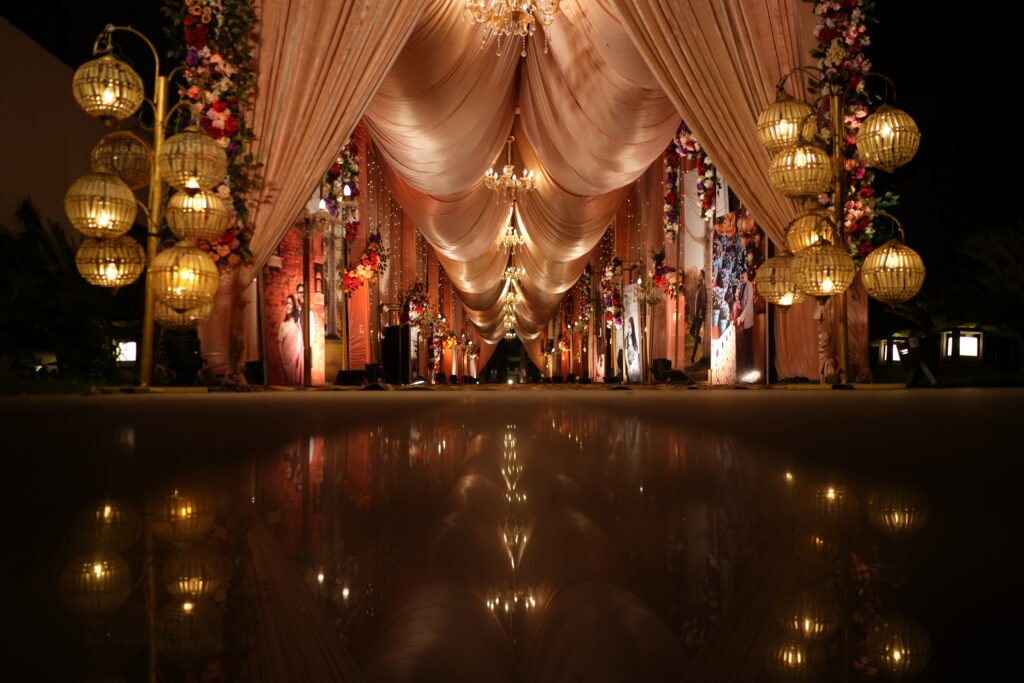 Event planner in Lucknow organizing a grand wedding and corporate event setup with elegant decoration and lighting