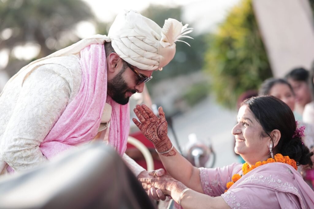 Family members taking part in a wedding ceremony