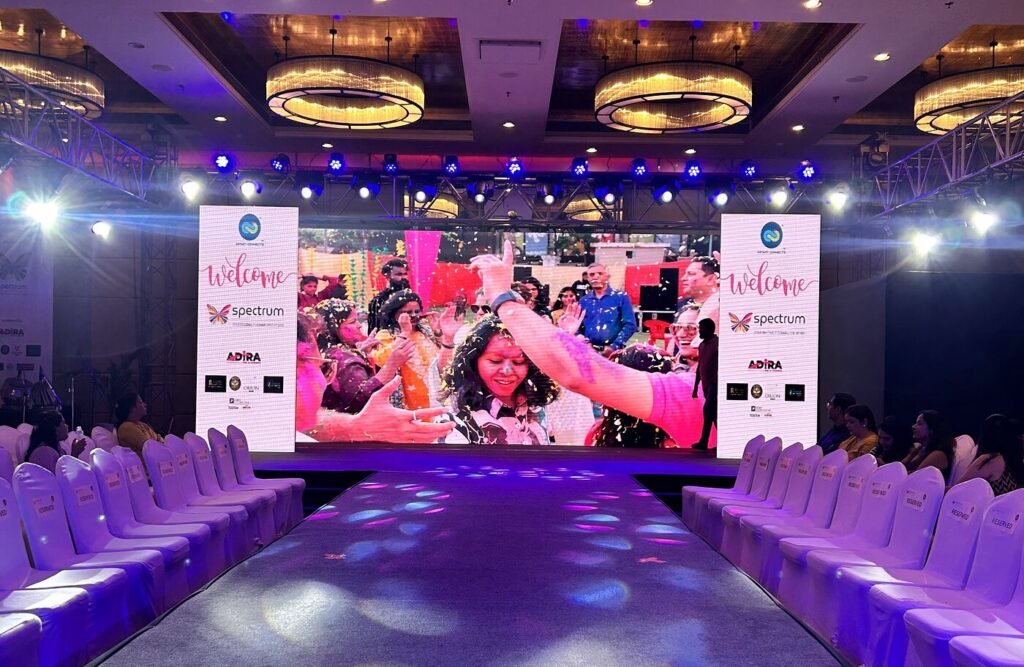 Corporate event stage with LED wall and runway in Lucknow